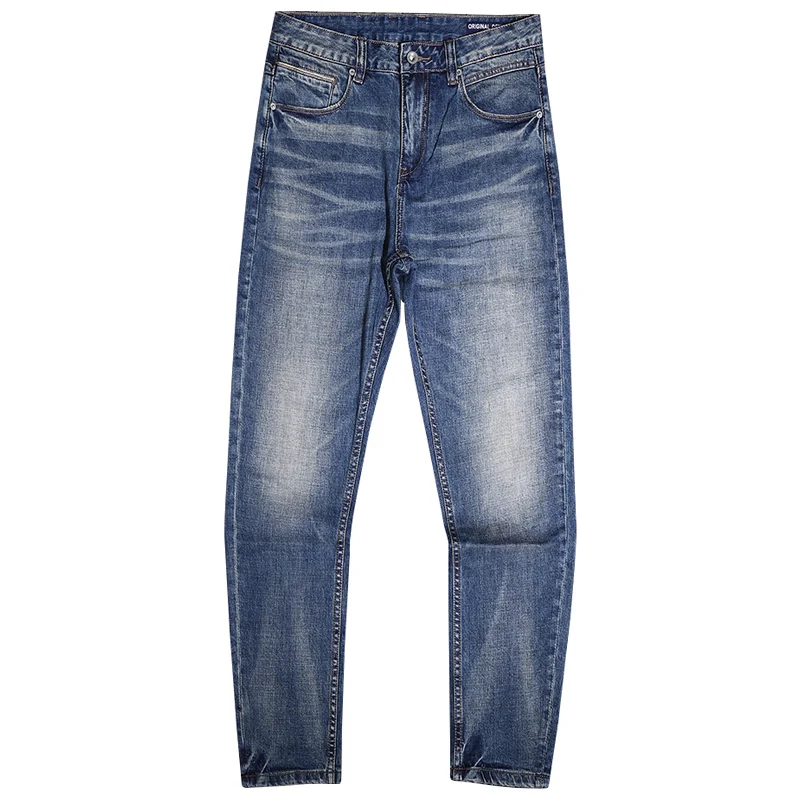 Newly Vintage Fashion Men Jeans High Quality Retro Blue Stretch Slim Fit Ripped Jeans Men Casual Designer Denim Pants Hombre