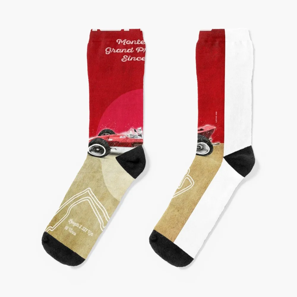 Monaco Racetrack Vintage Socks Funny socks Toe sports socks luxury sock sheer socks Male Socks Women's monaco guide d architecture