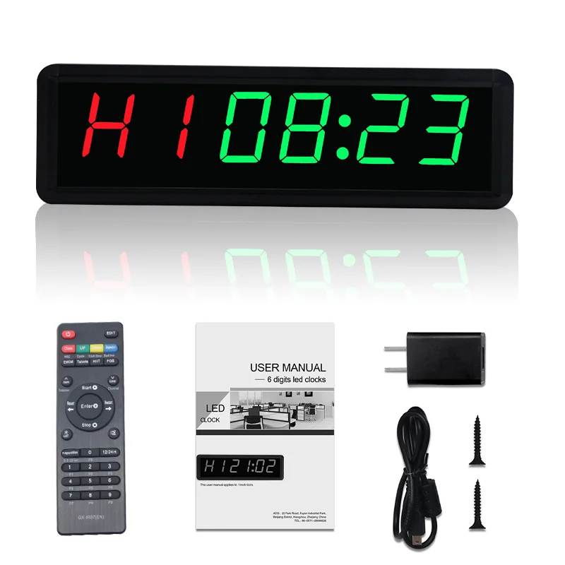 1.5Inch 1.8inch Digits Clock Stopwatch,Gym Timer LED Interval Timer Digital Countdown Wall Clock Fitness Timer for Home 