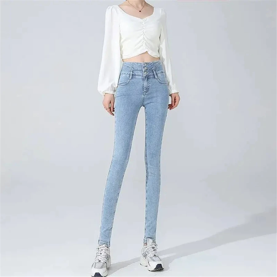 High Waist Skinny Pencil Jeans | Korean Streetwear Slim Denim Pants | Lift Hips Vaqueros for Women