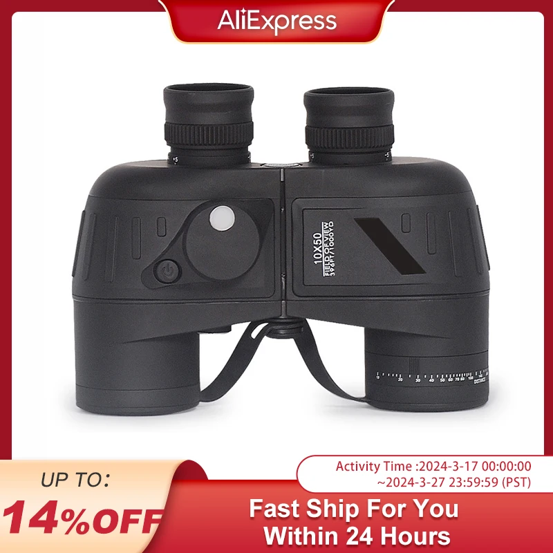 

Binoculars HD 10x50 With Compass Rangefinder Professional Waterproof Powerful High Power Telescope Boating Bird Watching