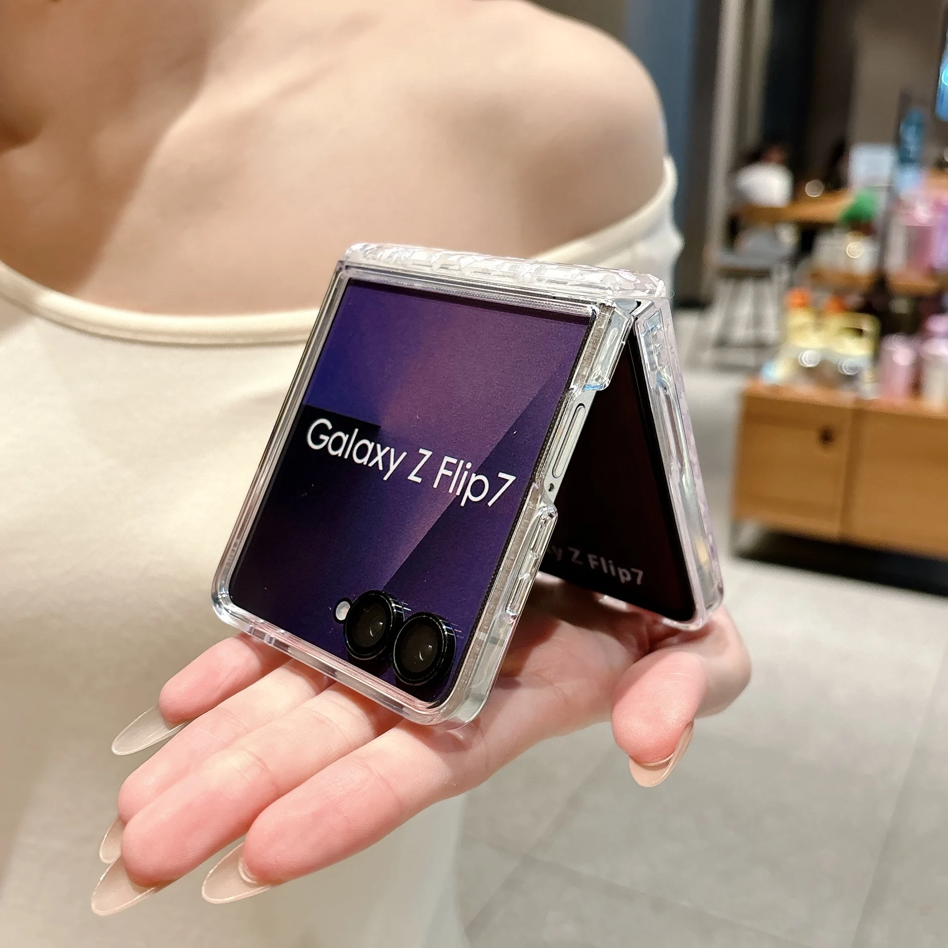 Luxury Colorful Glitter Shell Flower Case with Magnetic Hinge Connection - Hard PC Cover