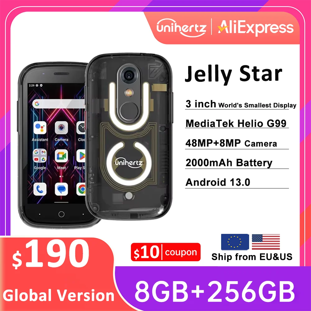 Unihertz Jelly Star Smallest Android 13 Smartphone 8GB 256GB Led