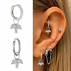 1pc Dangle Earrings For Women Zircon Crown Pendant Silver Color Stainless Steel Hoops Ear Cartilage Rook Piercing Jewelry CC193 1