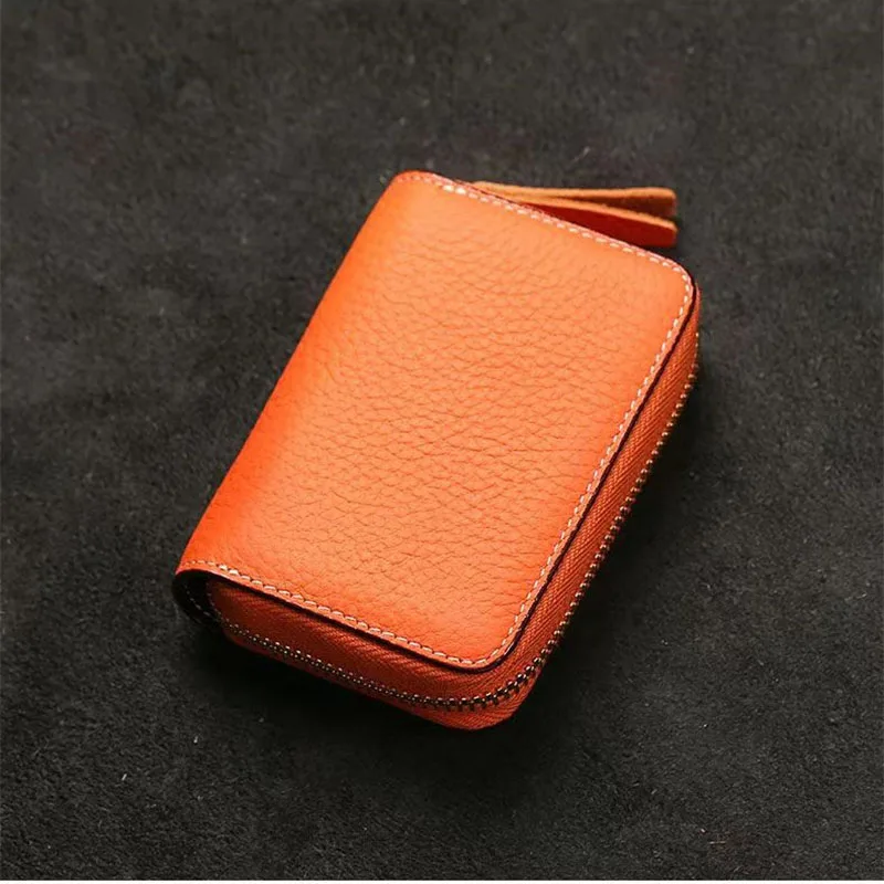 

100% Bull Pickup Card Bag Anti theft Brush Genuine Leather Pebble Zipper Wallet Women's Luxury Short Coin Wallet Handbag Designe