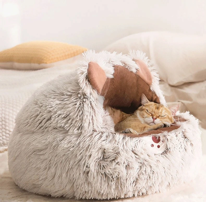 Title 4, Winter Long Plush Pet Cat Bed Round Cats Cushio...