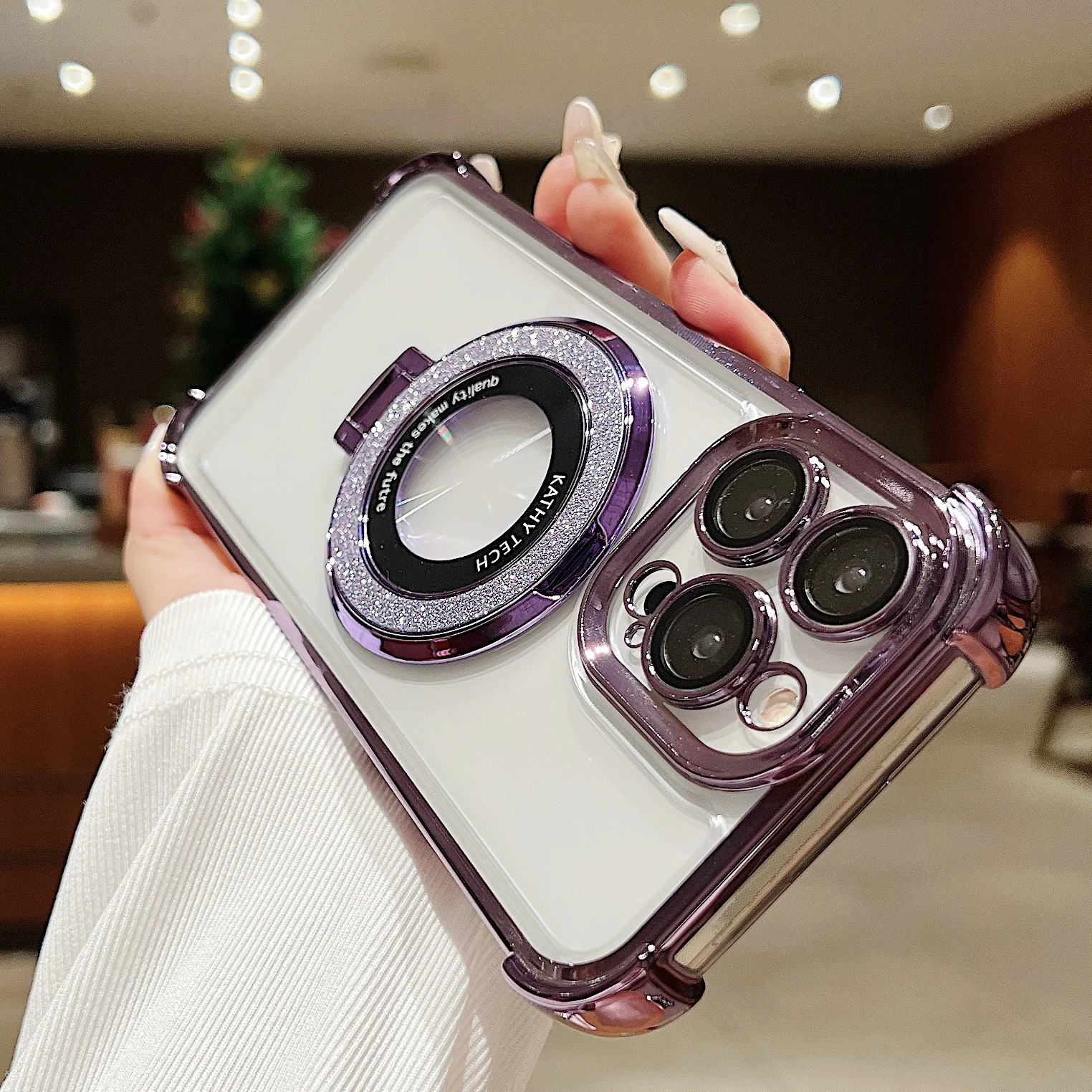 Läpinäkyvä TPU-pehmeä puhelinkotelo iPhone 15 14 Plus 13 12 11 Pro Maxille, magneettinen rengasjalka, iskunkestävä kameralinssi_voghion.com