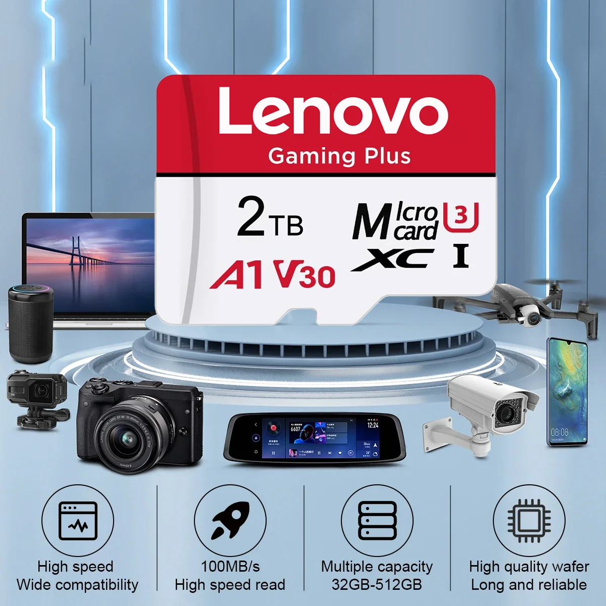 레노버 SD 카드 1TB 익스트림 프로 마이크로 SD 카드 고속 메모리 카드 128GB U3 V60 4K 풀 HD TF 플래시 카드 (닌텐도 스위치용)
