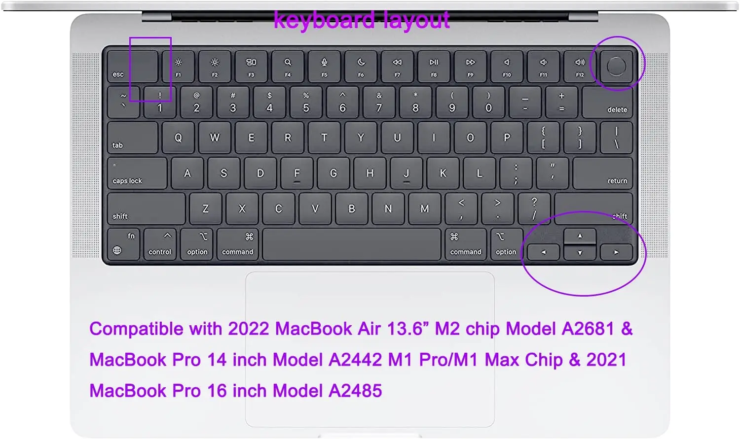 For 2022 MacBook Air13 M2 A2681 Pro14/16 A2442 A2485 Keybaord cvoer Russia  Chile Korean France Keyboard Protector silicone case
