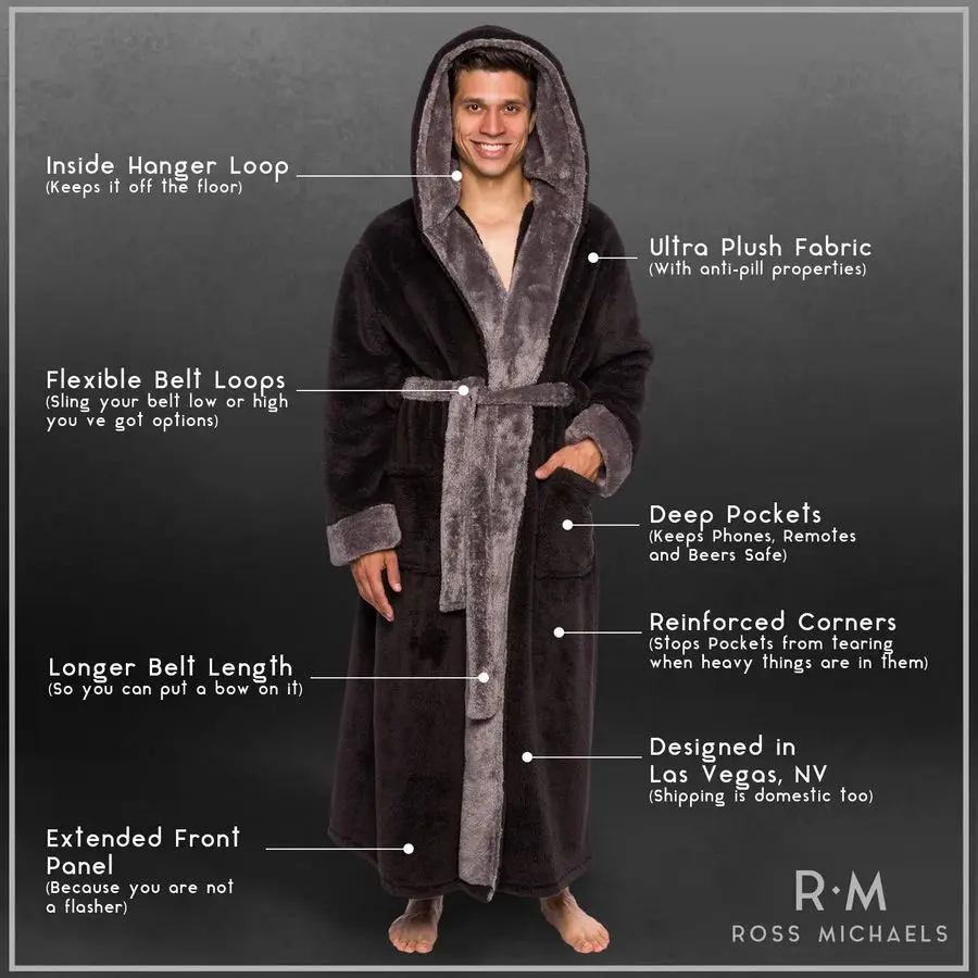 Luxurious hooded plush fleece bath robe image 4
