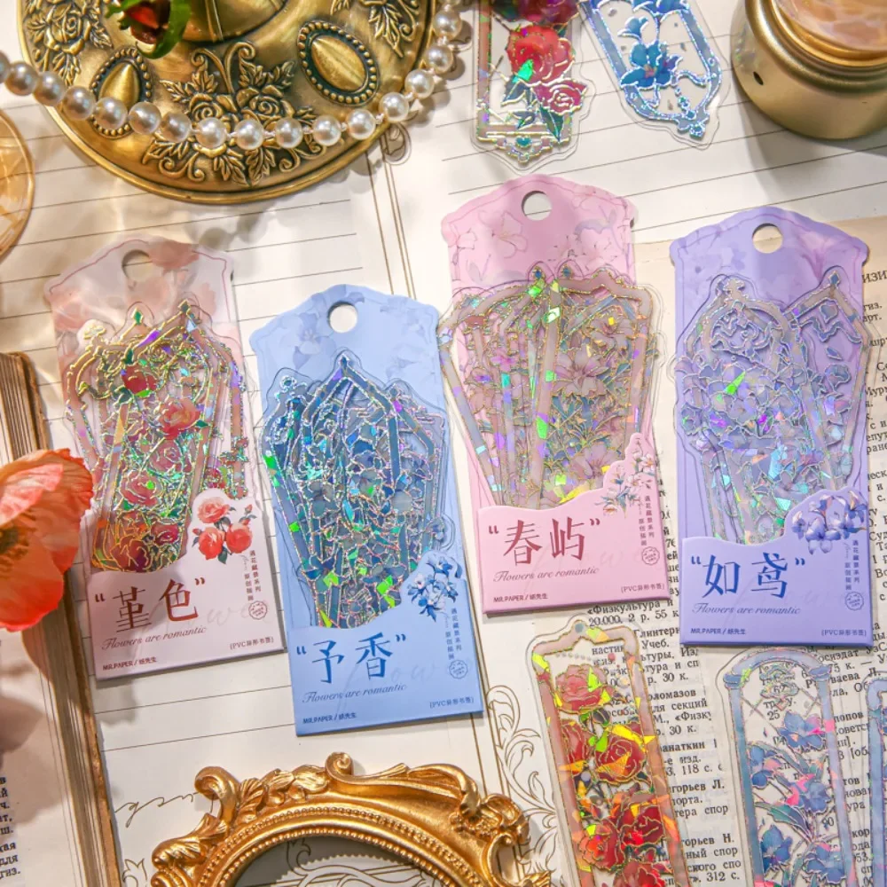 Retro flower bookmark Mr. Paper Retro Flower Special-shaped Frame Bookmark Relief Gilding Student Reading Book Marks Teacher Supplies 10pcs/pack