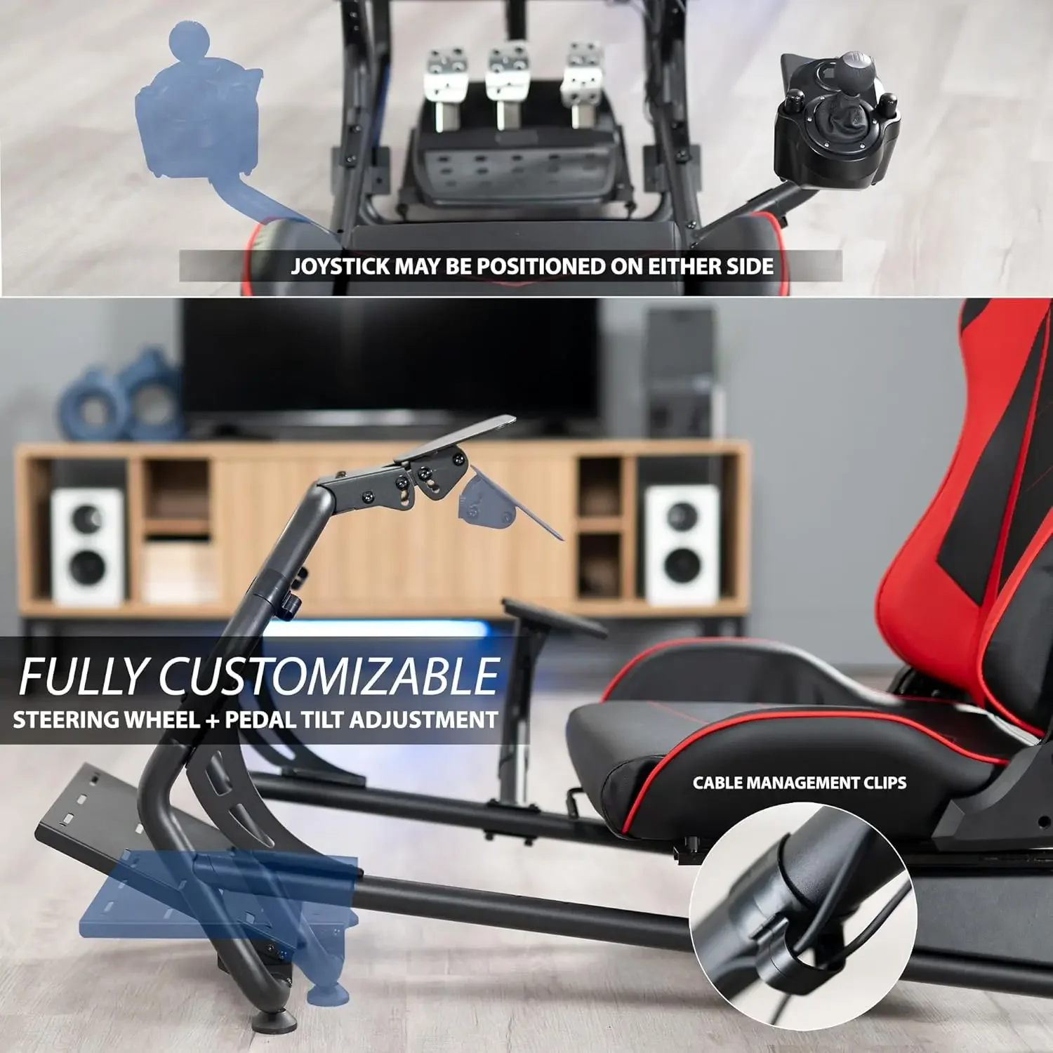 Racing Simulator Cockpit: Wheel/Gear Mount, Fits Logitech/Thrustmaster/Fanatec, Xbox/Playstation, VESA 400x400 5