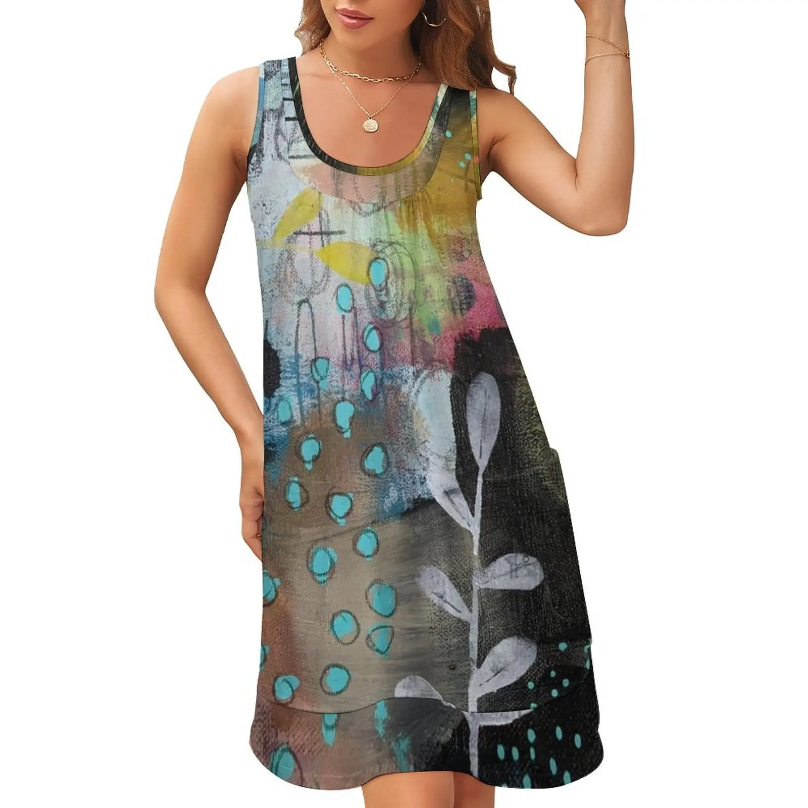 

Transform Sleeveless U-Neck Fake Two Piece Dress beach dress dress purple