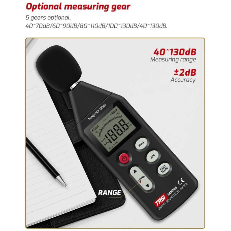 LCD 데시벨 미터 소음 수준 판독기 40-130dB 소음 측정기 데시벨 모니터 테스트
