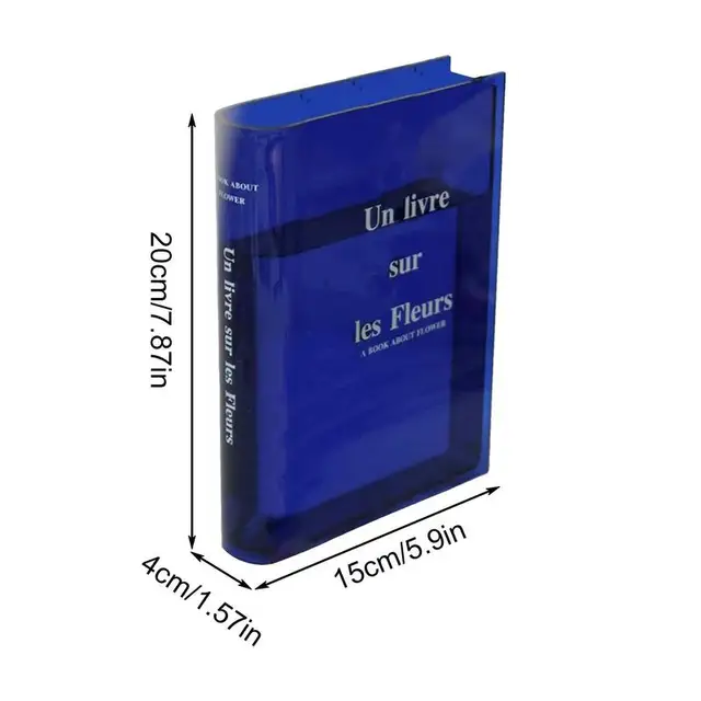 Clear Book Váza, Flower Váza Virágokhoz, Aranyos Könyvespolc Dekoráció A Virágrendezéshez - Image 6