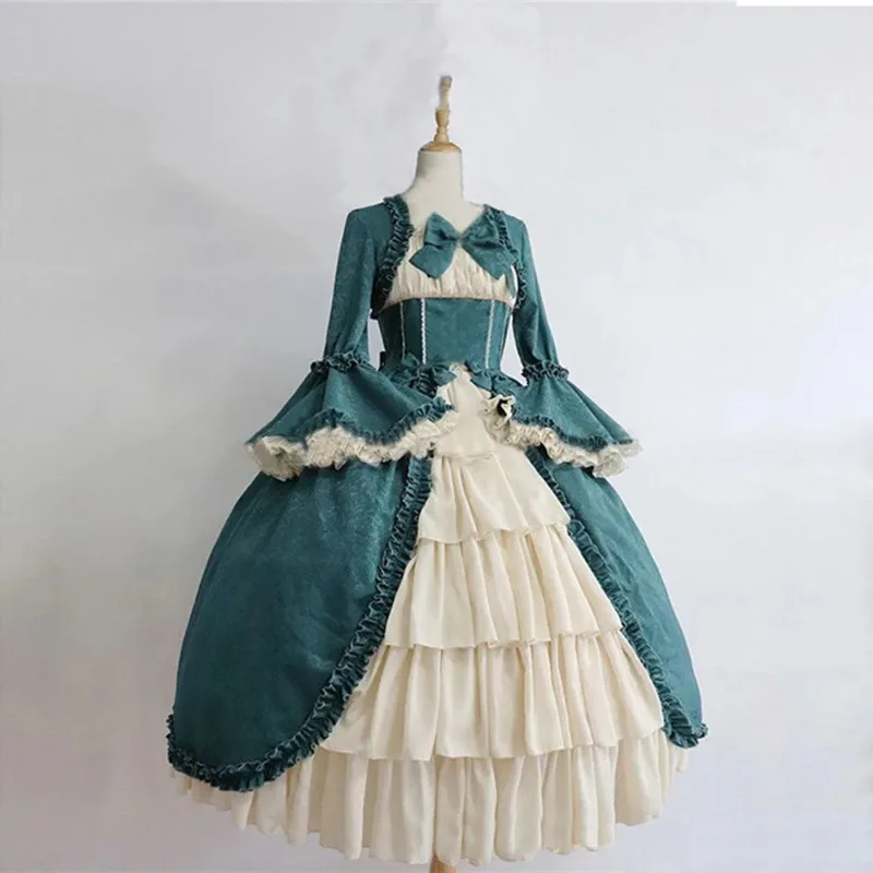 Strawberry Lolita Medieval Retro Gothic Court lolita dress Square Neck Waist Spliced Bow