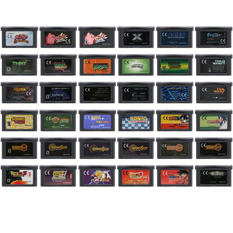 Картридж для видеоигр GBA, картридж с играми dDragon Ball Golden Sun kKirby sSonic, Черепашки-ниндзя, Спайдермен, подарок для фанатов, 32 бита