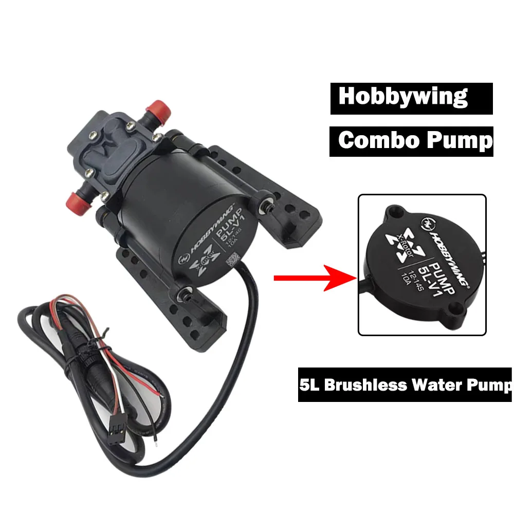 

Hobbywing Combo Pump Brushless Water Pump 5L/min 10A 12S 14S V1 Sprayer Diaphragm Pump for Plant Agriculture UAV Drone