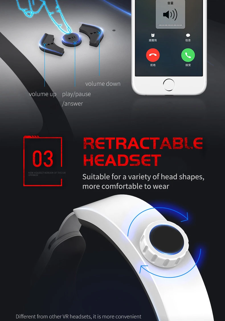 VR SHINECON G02EF VR Glasses Built In Microphone description image 3