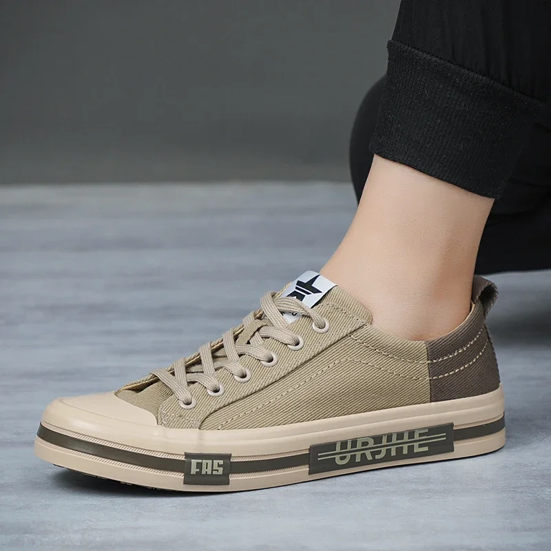 New Canvas Driving Shoes Men Lace Up Vulcanized Canvas Shoes Mens Designer Flat Loafers Non-slip Casual Sneakers for Man 24140 5