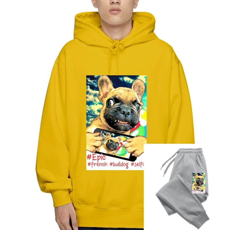 

FRENCH BULLDOG SELFIE - NEW COTTON WHITE T-Sweatshirt Hoodies Sweatshirt Hoodie Hoody 100% Cotton Humor Men Crewneck Outerwear