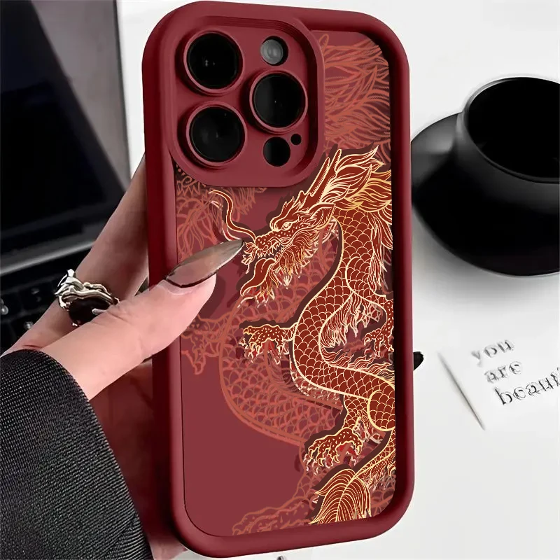 Premium Dragon Design Silicone Phone Case - Luxury Fashion Soft Cover