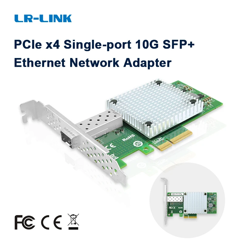 Placa de Rede Lr-link 1016pf-sfp Mais 10gb Ethernet de Porta Única Pci Express Adaptador de Servidor de Fibra Óptica Nic Intel Chip Baseado