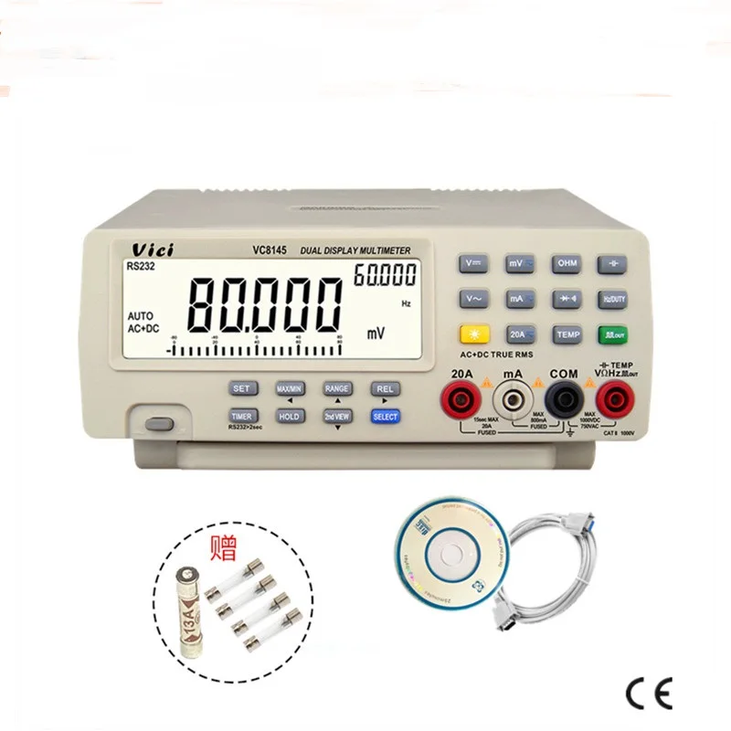 VICI Digital Bench Top Multimeter 80000 Counts Large LCD AC DC Auto Range Multimetro Voltmeter Quadrate Wave Temp Meter VC8145