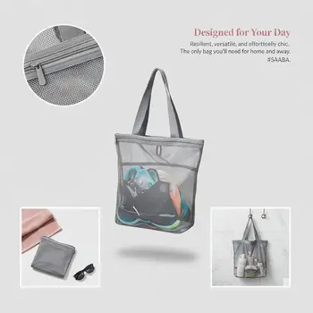 Borsa a rete traspirante con cerniera e maniglia, organizer portatile per bagno, campeggio, dormitorio, viaggi