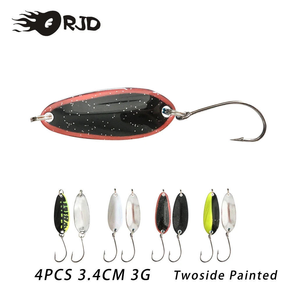 

ORJD Metal Fishing Lures Single Hook Copper Bait 1.3g-5.1g Artificial Hard Baits Tackle Trout Spoon Spinner Fishing Accessories