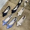 Bow Pointed Single Shoes Women's Flat Ballet Women's Shoes Spring 2022 New Versatile Soft Sole Bridesmaid Shoes Large Size 46 2