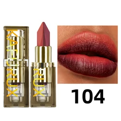 Two - Tone Glitter Lipstick - Purple & Black Matte, Easy - Apply Lip Tint with Bold Red Pigment (104)