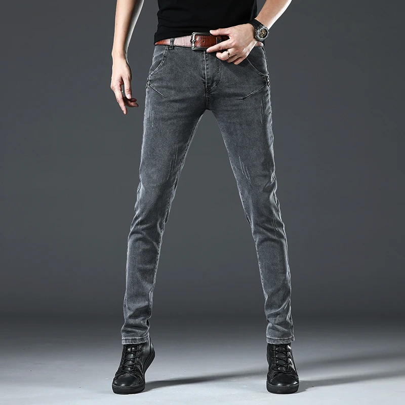 Men Jeans Grey Elasticity Slim Skinny Business Casual Classic Edition Comfortable Male Denim Pants,Mens Jeans,Jeans Trousers,Denim Trousers,Business Jeans,Elastic Jeans,Mens Casual Trousers