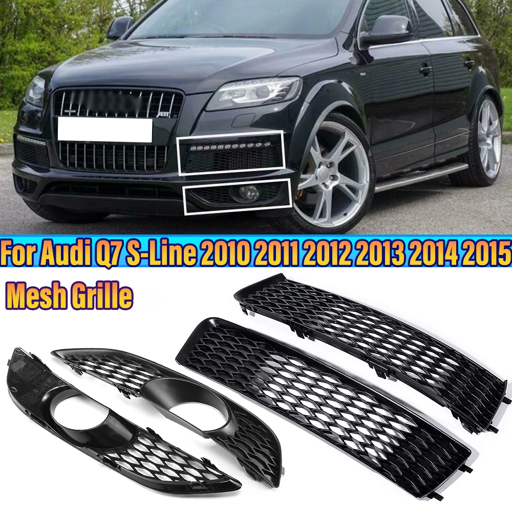 

Front Bumper Fog Light/Lamp Cover Grilles Trim Honeycomb Mesh Racing Grills For Audi Q7 S-Line 2010-2015 Car Accessory