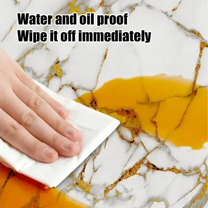 Waterproof Marble Effect Tile Stickers for Bathroom Kitchen Wall