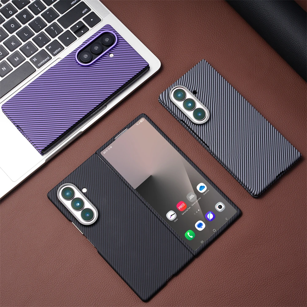 Ultra Thin Carbon Fiber Pattern Striped Magnetic Case with Screen Film Protection and Frosted Hard Cover