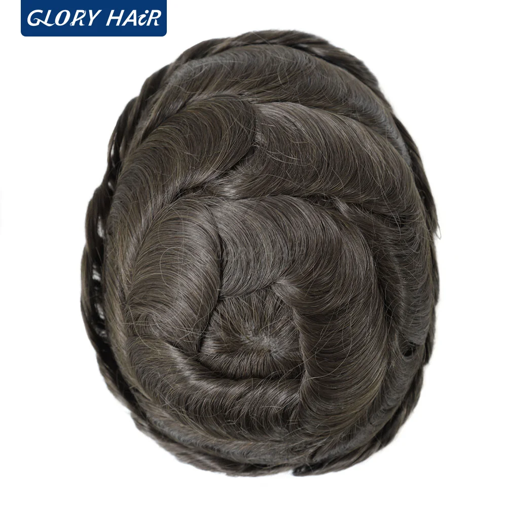 Gloryhair I Skin Men\'s Capillary Prosthesis 0.12-0.14 mm Unique Parts Indian Human Men Topuee Hair Wig Free Shipping Wig Male