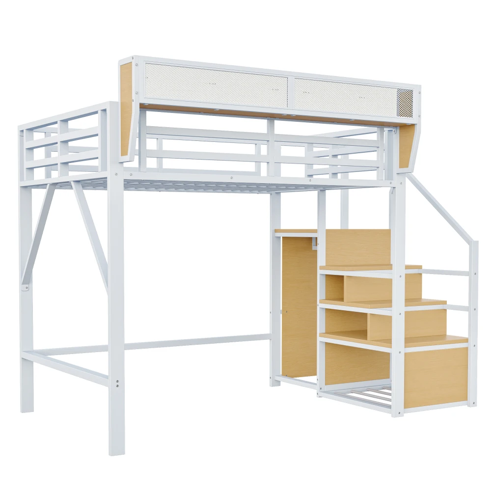 Schwarzes, robustes Metall-Hochbett 90x200cm mit Sicherheitsleiter & Staufächern, Bett für Kinder und Erwachsene, rutschfester, stabiler Rahmen – Detail 24
