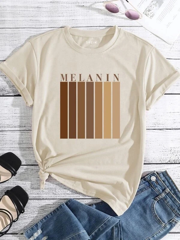

Melanin Graphic Tee Vintage Grunge Casual Funny Women T Shirt Harajuku Hipster Unisex Tops Retro Style Clothes
