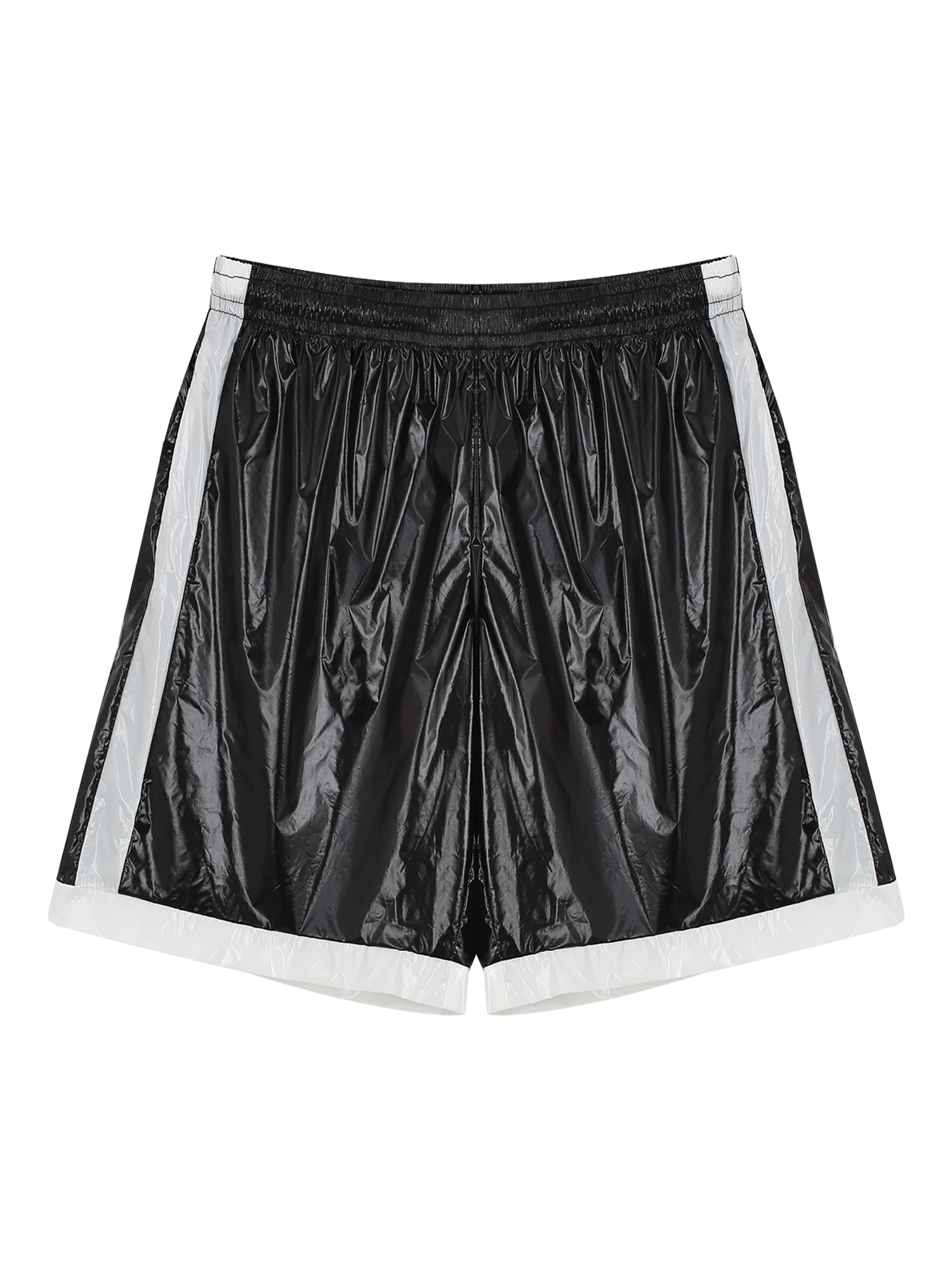 Mens Wet Look Boxer Shorts Drawstring Elastic Waist Pockets Waterproof Beach Shorts Swimming Trunks Loose Fit Short Pants Club 5