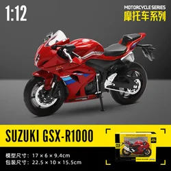 Premium Tricolor Alloy Motocross Motorcycle Model Toy - Static Die - Cast Collectible Gift (1 - 12 SUZUKI R1000)