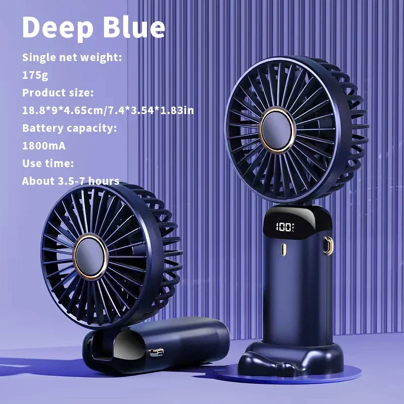 USB Handheld Mini Fan Cooler Foldable Portable Neck Hand Fans 5 Speed USB Rechargeable Fan with Phone Stand and Display Screen 11 S7fa39b195068418f8f4935f784e35dfab