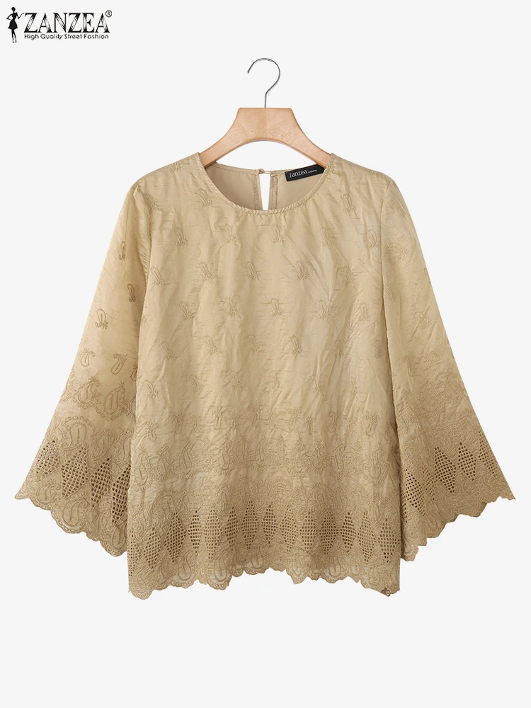 2025 الخريف القطن خمر بلوزة المرأة موضة مضيئة كم ب...