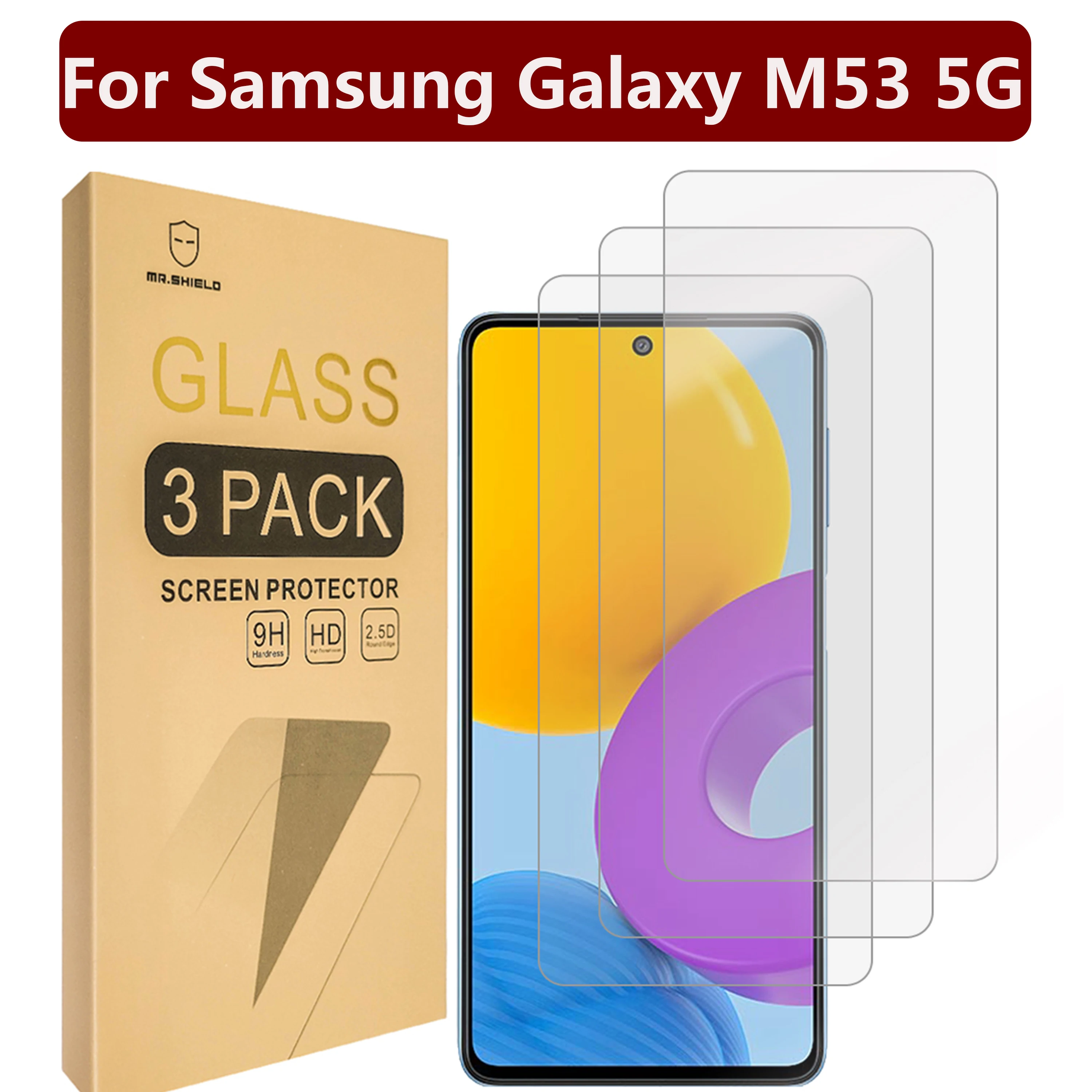 

Mr.Shield [3-Pack] Designed For Samsung Galaxy M53 5G [Tempered Glass] [Japan Glass with 9H Hardness] Screen Protector