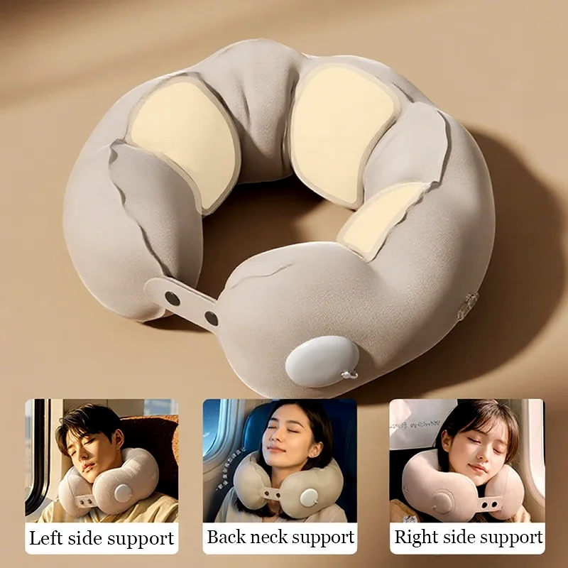 Inflatable U-Shape Travel Neck Pillow – Portable Cervical Support Pillow for Airplane Comfort