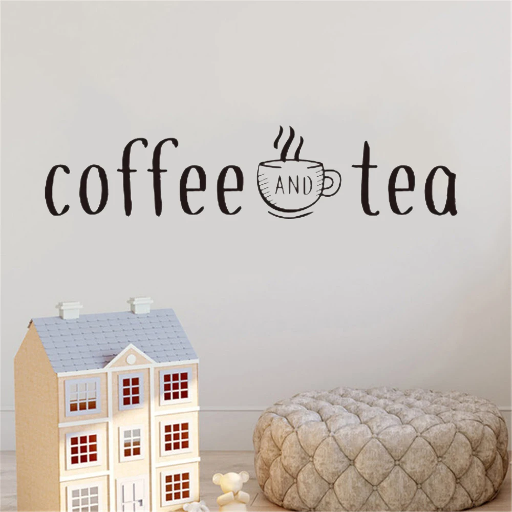 Coffee And Tea Wall Stickers Kitchen Decoration Wall Decals Home Kitchen Art Design Sticker Coffee Bar Quotes Sticker