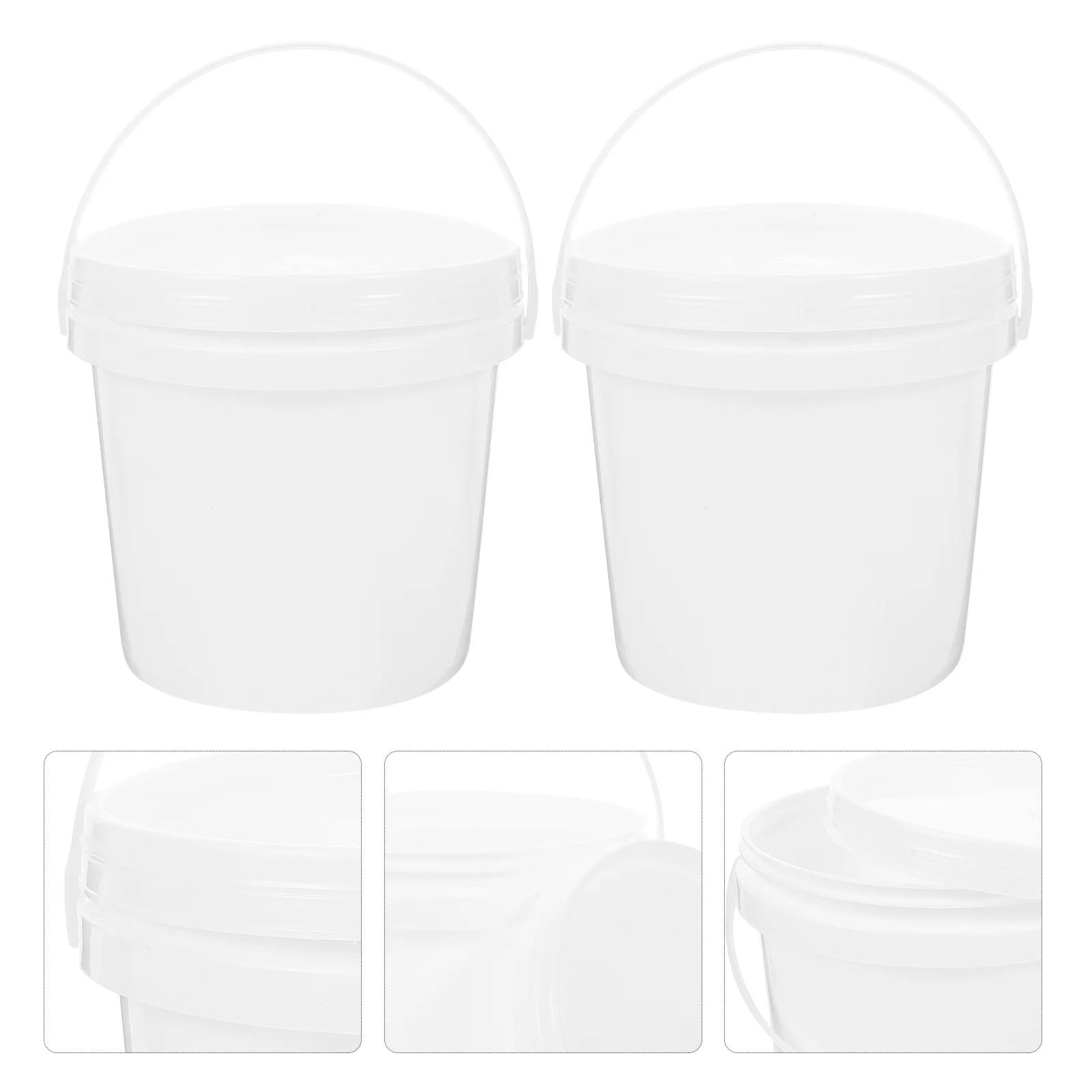 

5Pcs Bucket Pail Container Seal Lid Handle 1L Plastic Pail Bucket Multipurpose Container Industrial All Storage Bucket Laundry