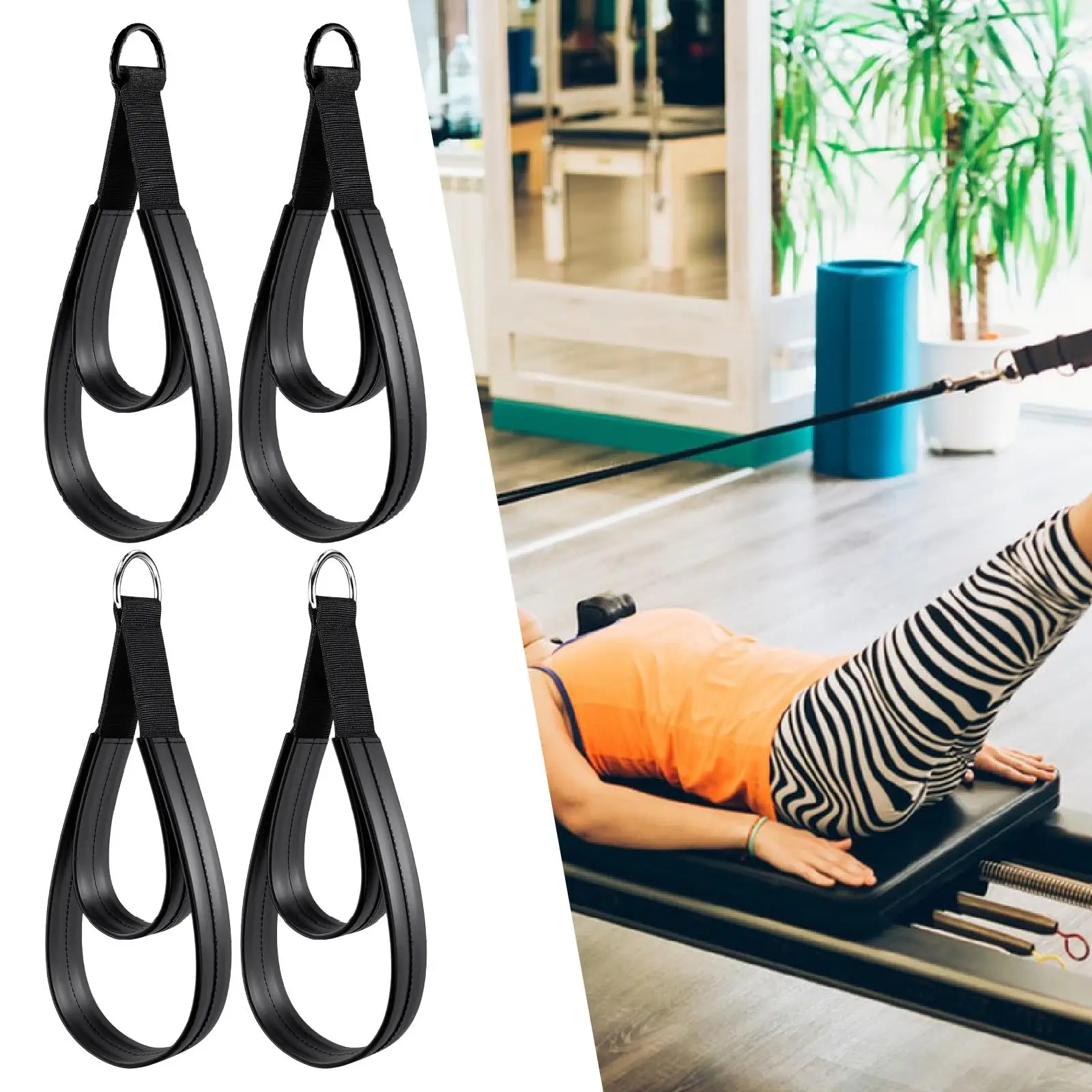 2x D Rings Strap Handle Home Exercise Accessories Pilates Double Loop Straps for Reformer for Arms Beginner Yoga Women Men Gym 2x D Rings Strap Handle Home Exercise Accessories Pilates Double Loop Straps for Reformer for Arms Beginner Yoga Women Men Gym