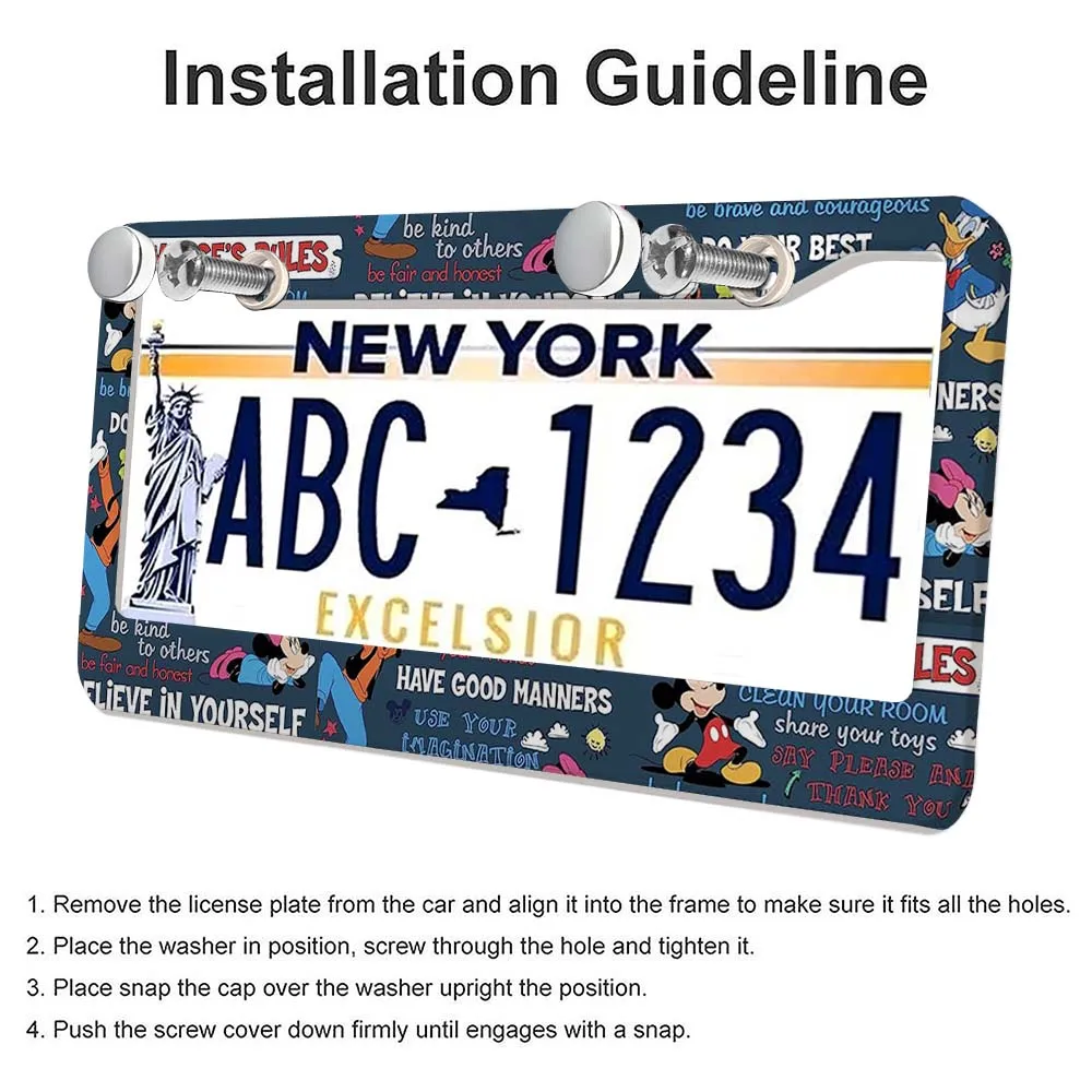 Disney Mickey Mouse 12"x6" Chrome License Plate Frame – Universal Car/Truck/SUV Decoration 4