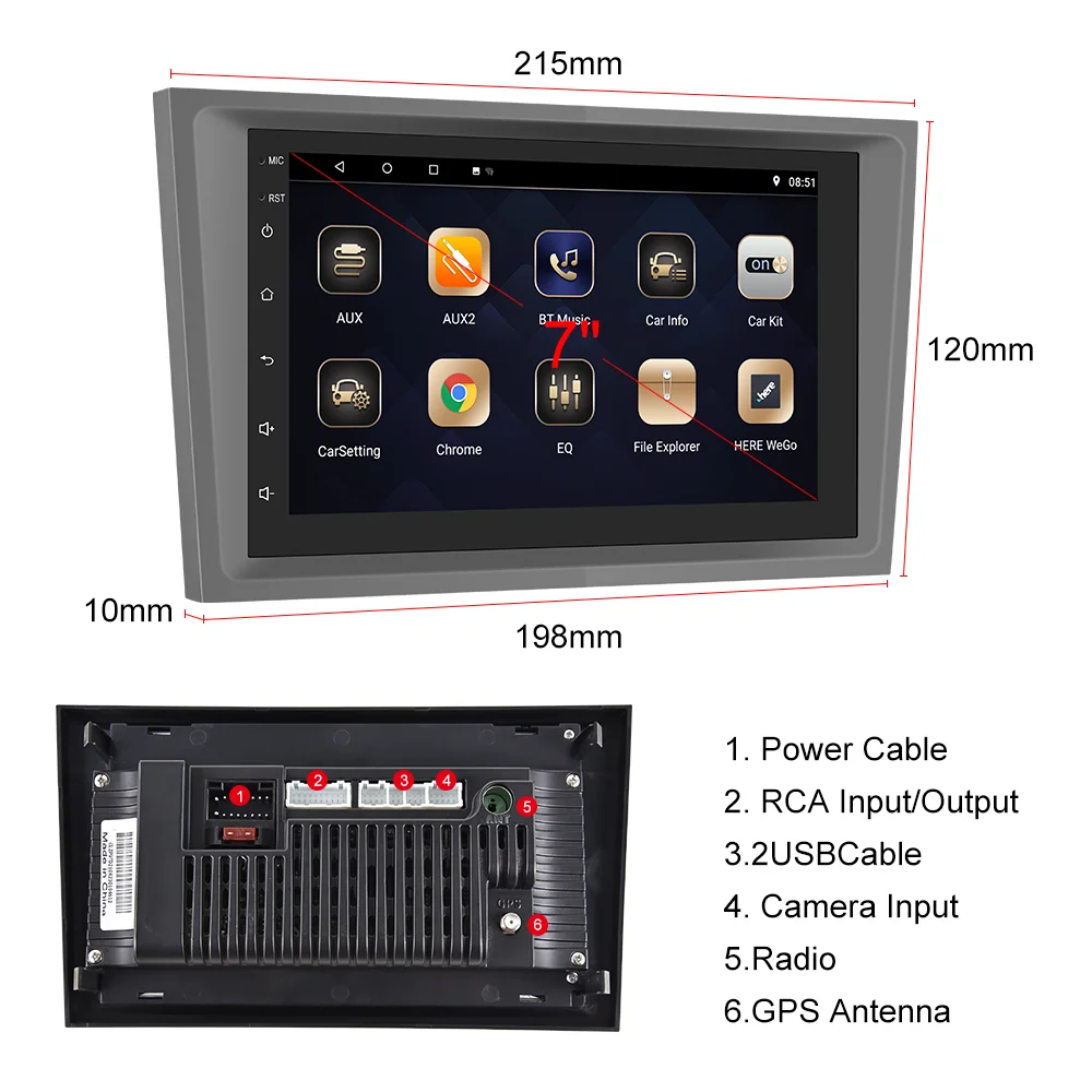 AMPrime Android 7'' Car Radio Double USB Support WIFI External Microphone For Opel Astra Antara Vectra Corsa Zafira Meriva